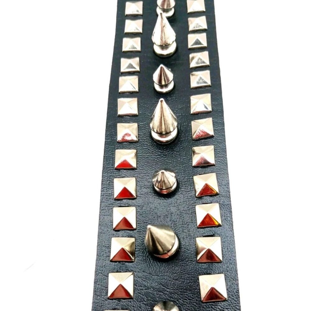 Gothic Spiked + Studded Bracelet Unisex Vegan Leather  -New - Picture 10 of 10